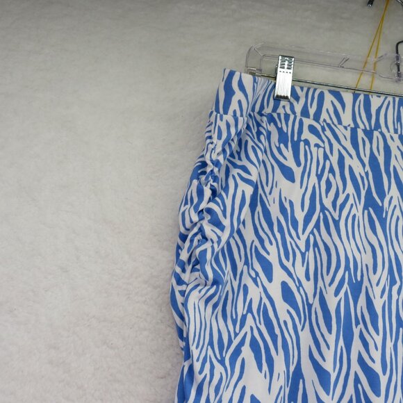 Diane Von Furstenberg Skirt Size XXL‎ Blue White Ruffle Ruched Flowy Design New - Picture 4 of 11